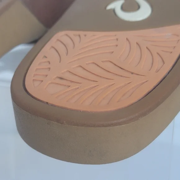 Olukai Kipe'a 'Olu Women's Leather Slide Boho Sahara Tan Beach Sandal 8 - Picture 12 of 16